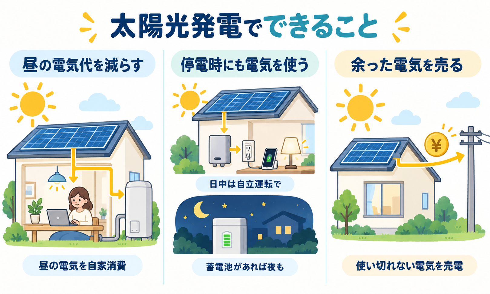 太陽光発電でできること