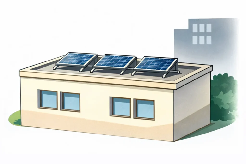 yane04 - 東京都の補助金制度を活用した太陽光・蓄電池・V2H設置サポート|ソルト公式 陸屋根(フラット屋根)の発電量